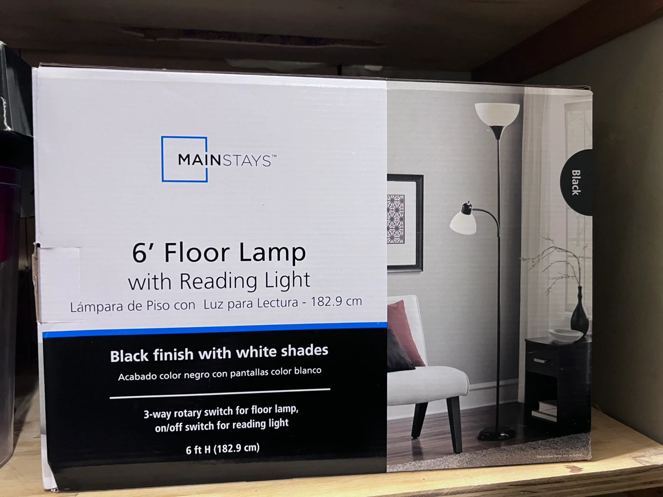 Mainstays 6' Floor Lamp with Reading Light
