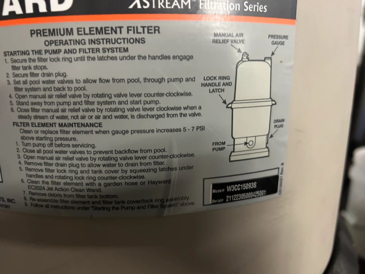 Hayward XStream Pool Filter Model W3CC15093S