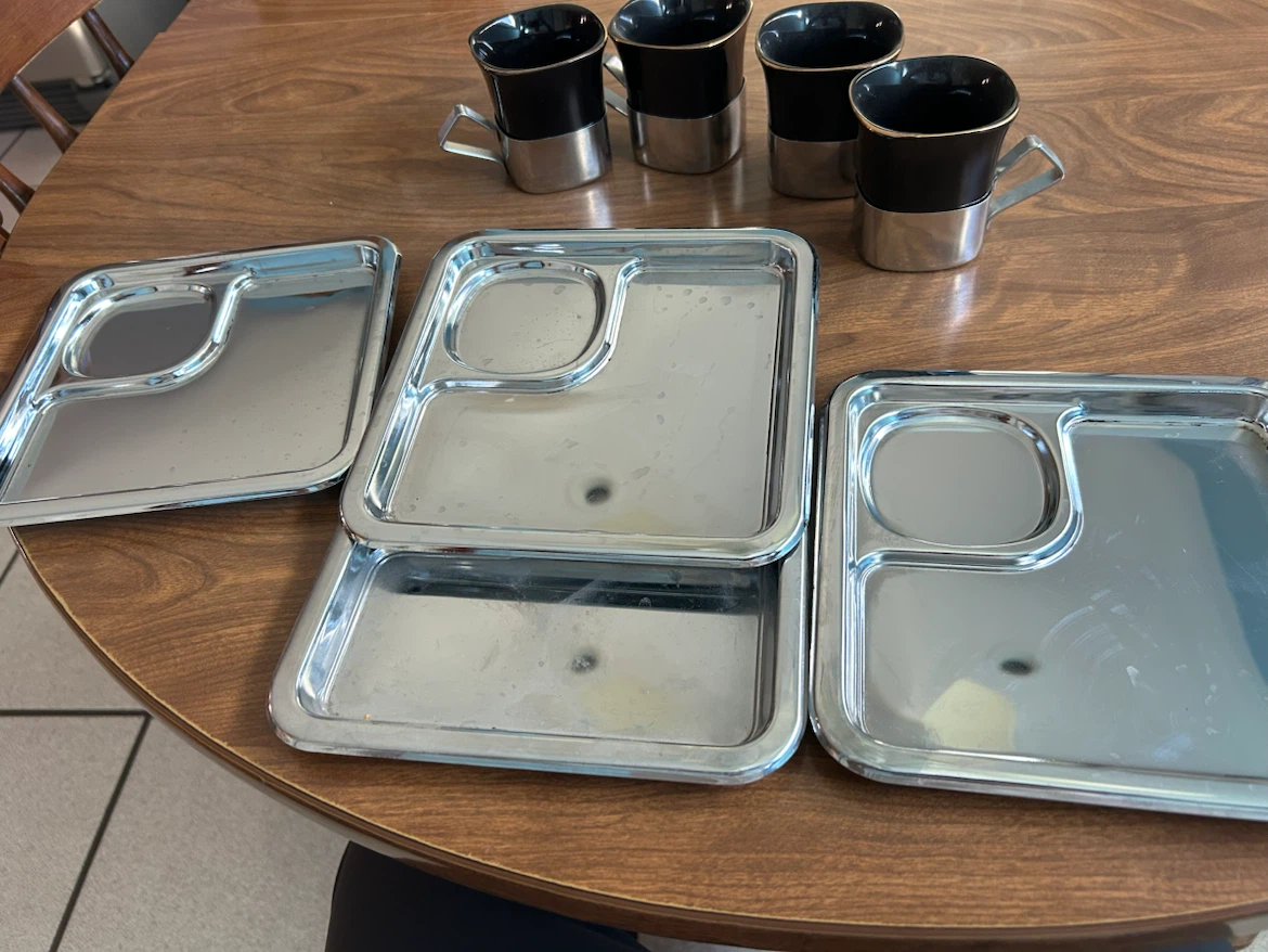Vintage Stainless Steel and Ceramic Mug Set - photo 2