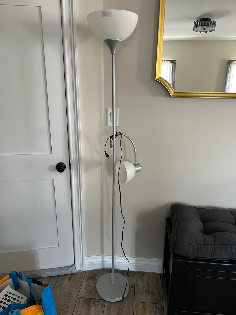 Silver Floor Lamp with Reading Light