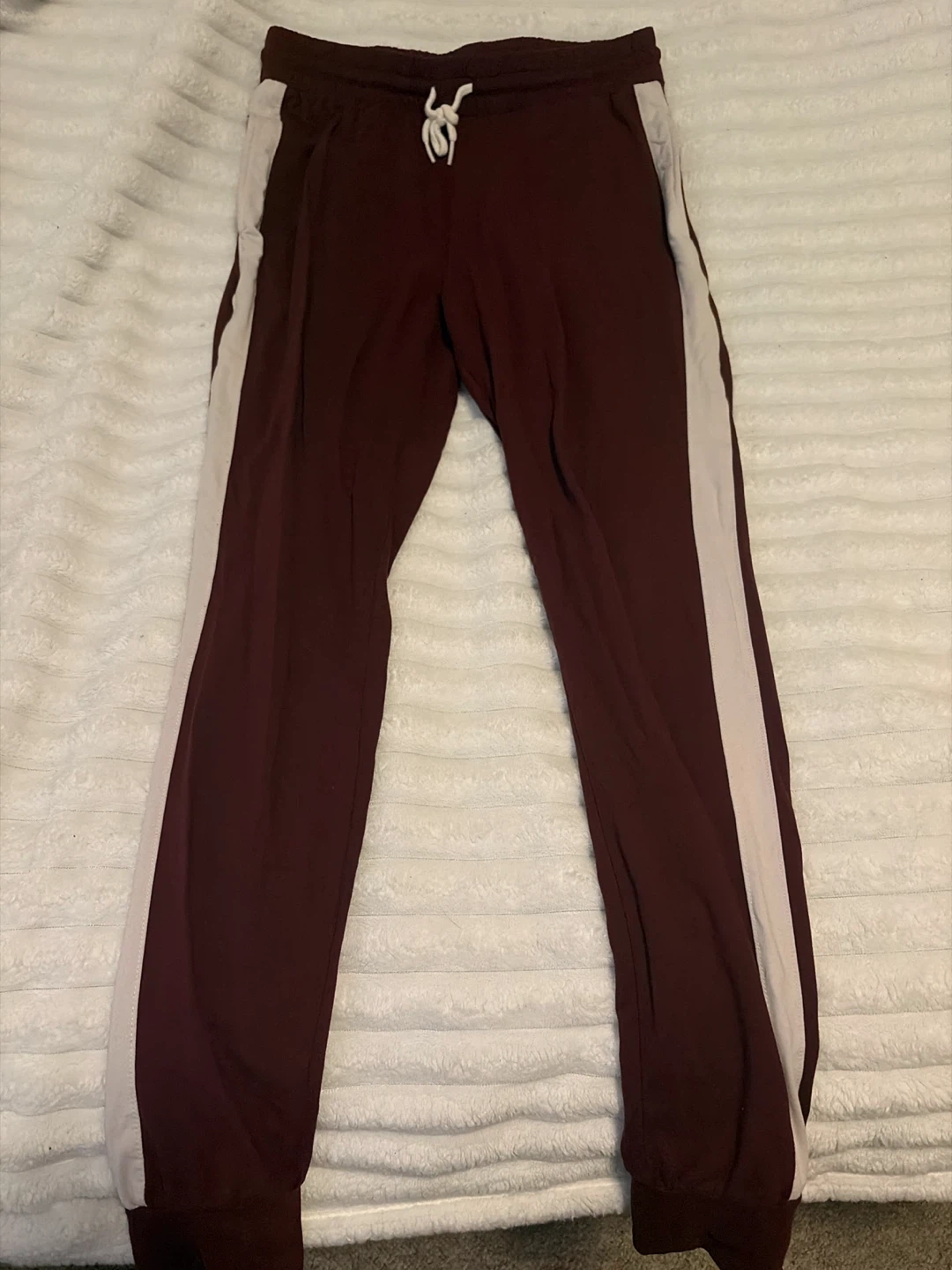 Maroon Jogger Pants with Side Stripes