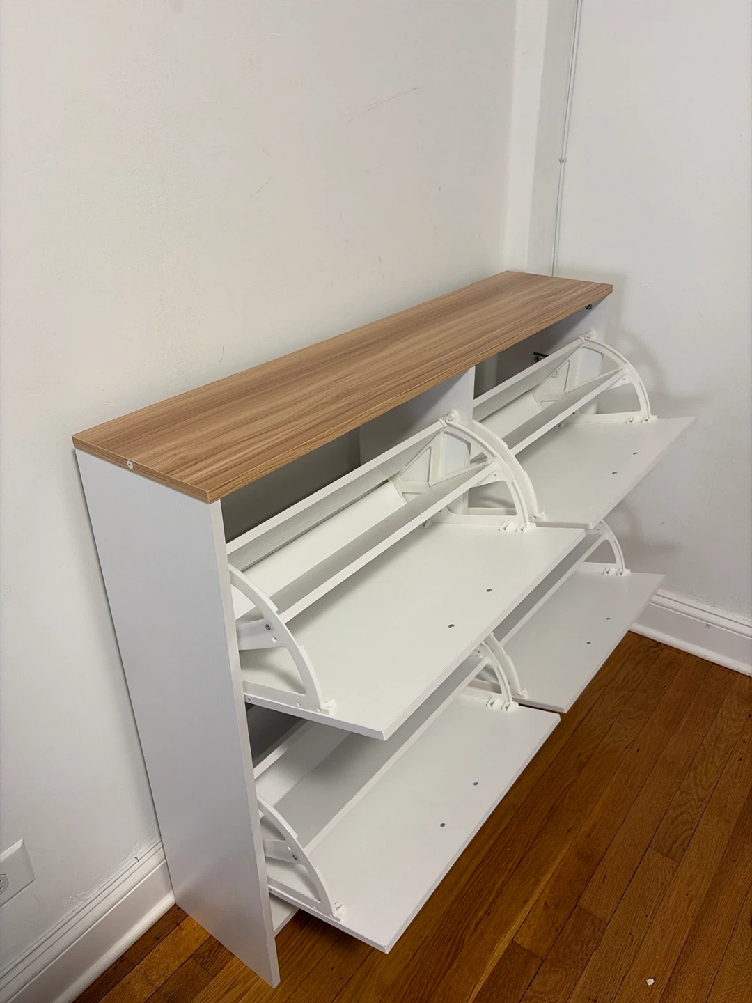 White and Wood-Look Shoe Cabinet - photo 3