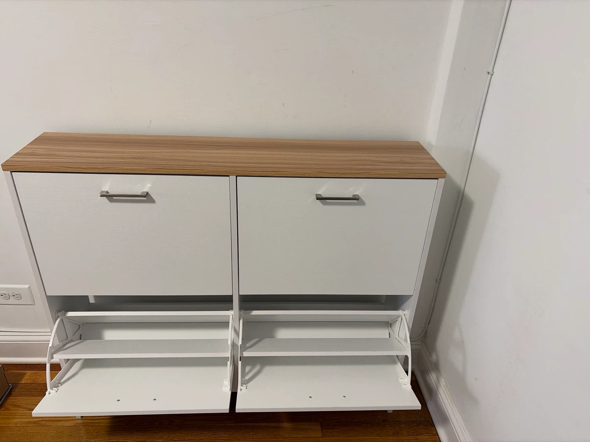White and Wood-Look Shoe Cabinet - photo 4