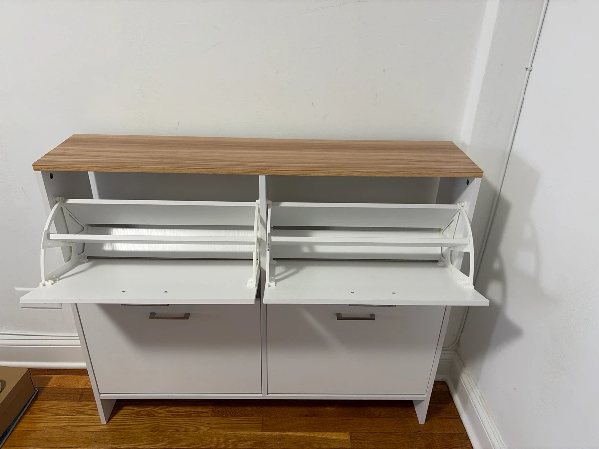 White and Wood-Look Shoe Cabinet - photo 5