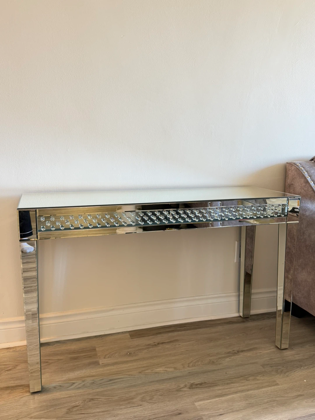 Mirrored Console Table with Crystal Details