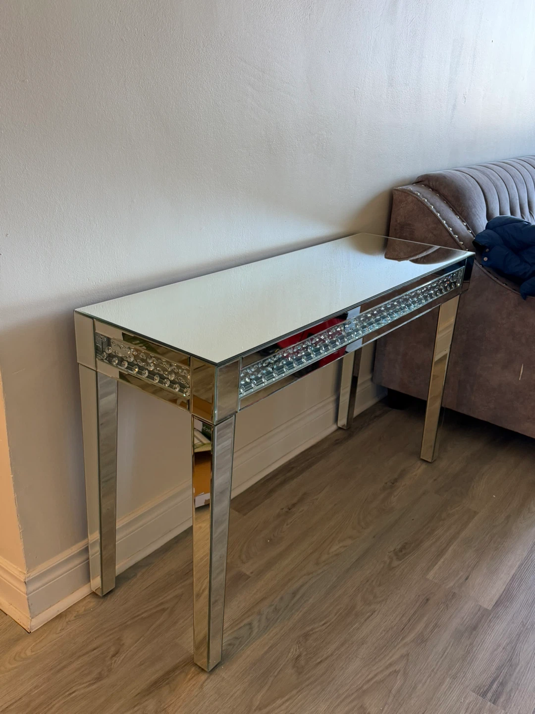 Mirrored Console Table with Crystal Details - photo 2