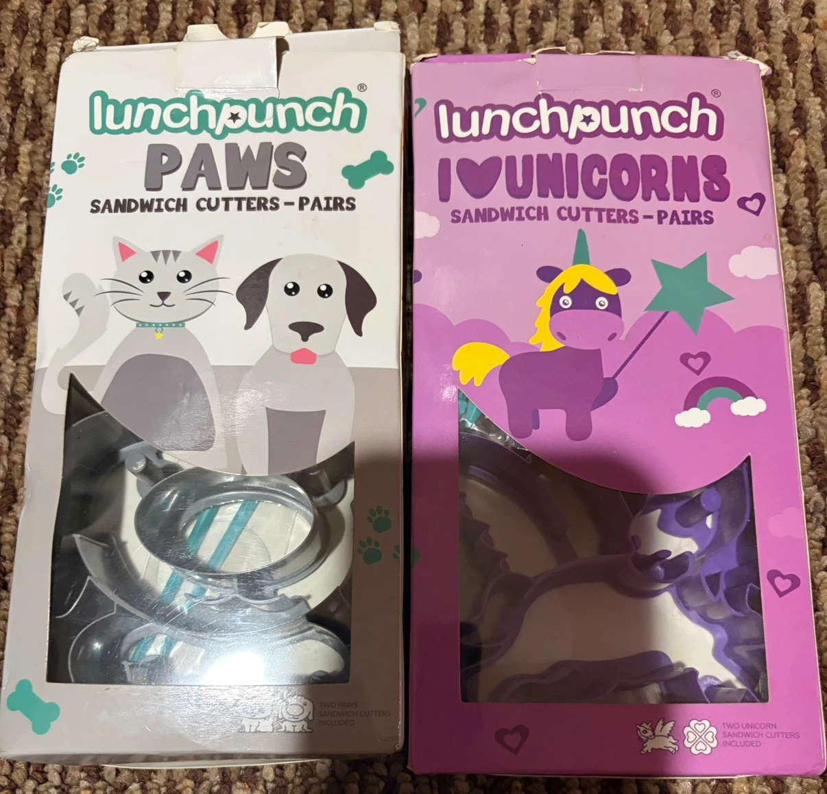 Lunch Punch Sandwich Cutters Paws and I Love Unicorns