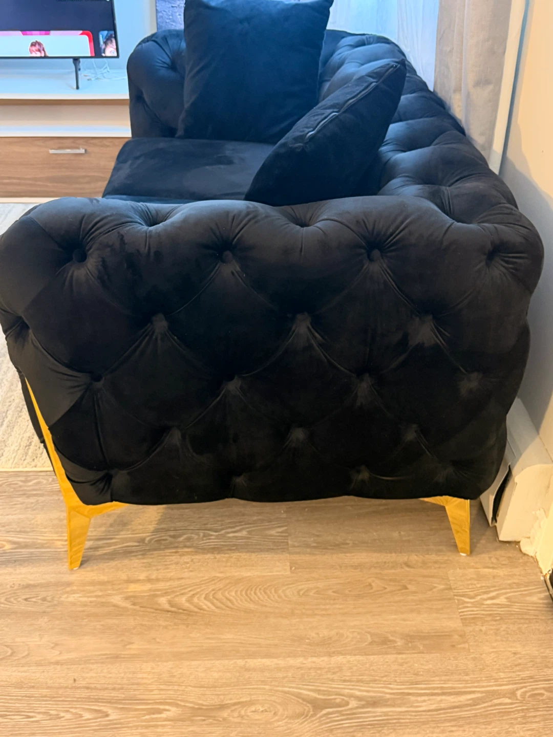 Black Velvet Tufted Sofa