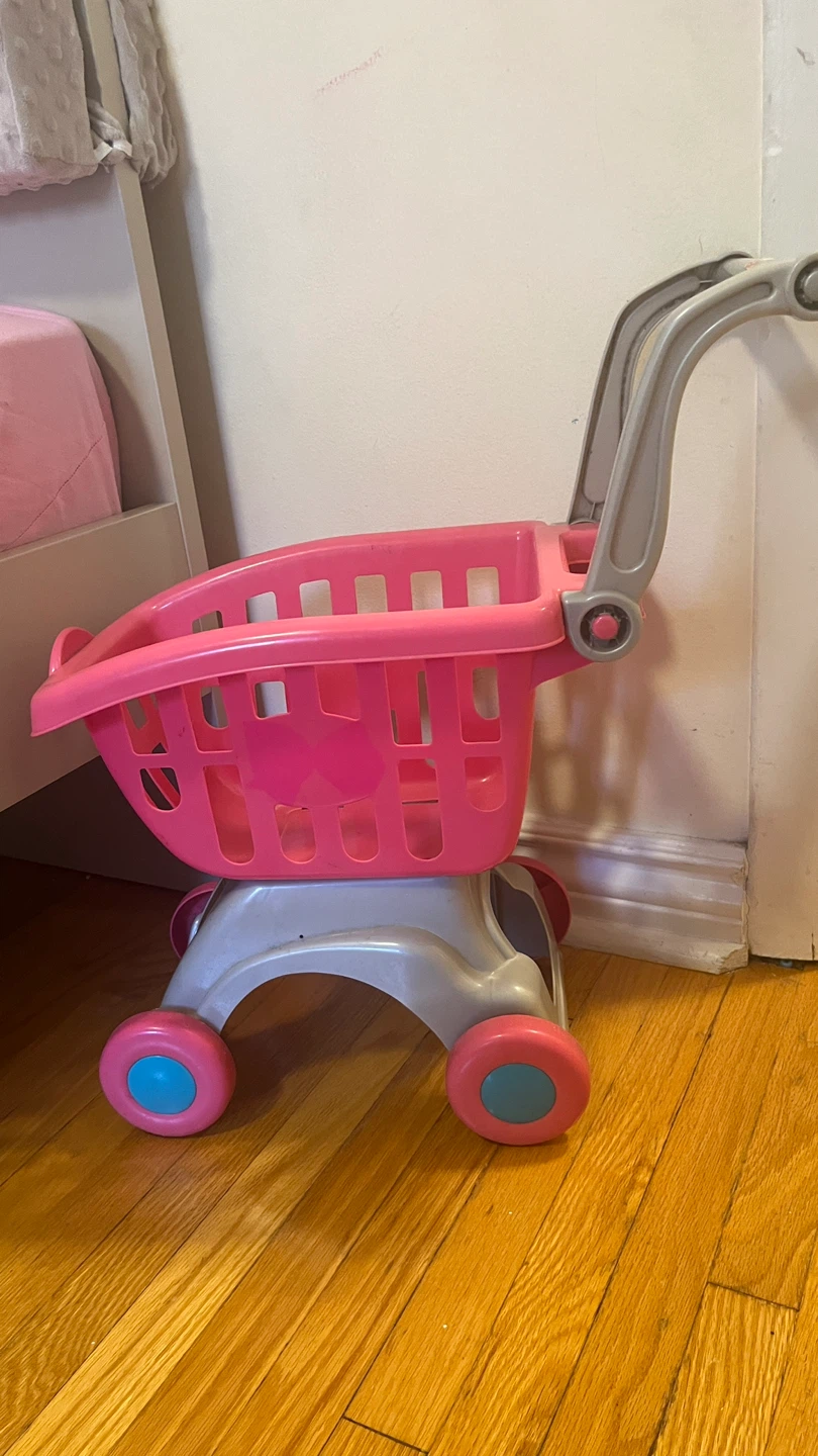 Pink Plastic Toy Shopping Cart