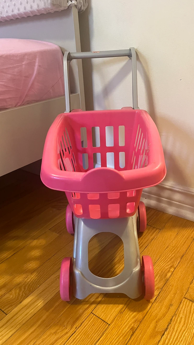 Pink Plastic Toy Shopping Cart - photo 2