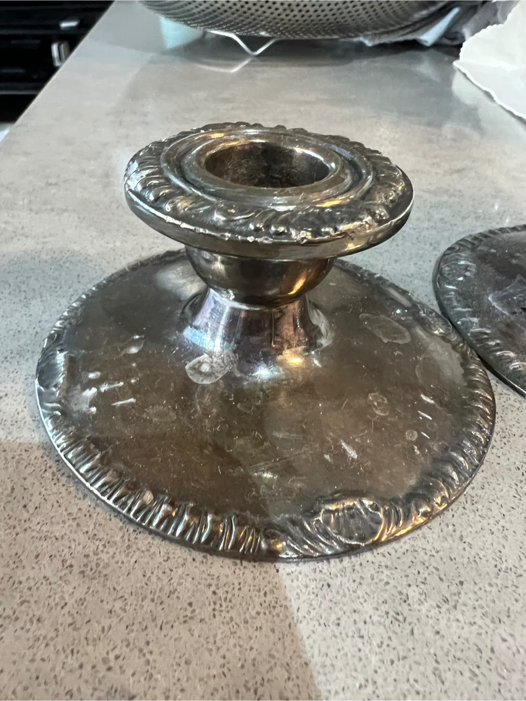 Set of Two Ornate Silver-Tone Candle Holders - photo 2