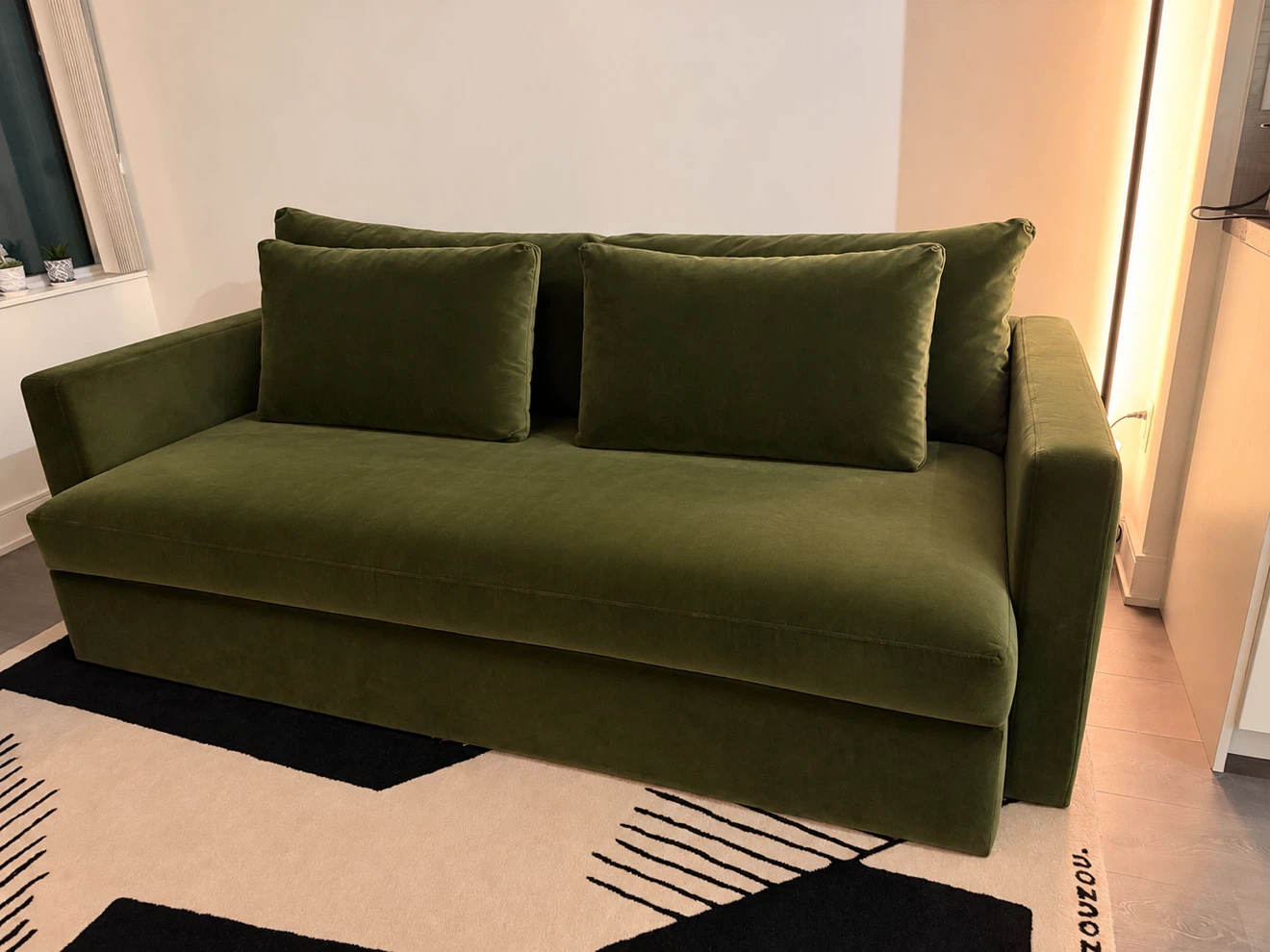Socco Living -Olive Green Velvet Sofa