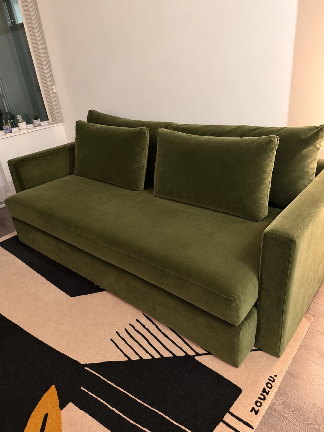 Socco Living -Olive Green Velvet Sofa - photo 2