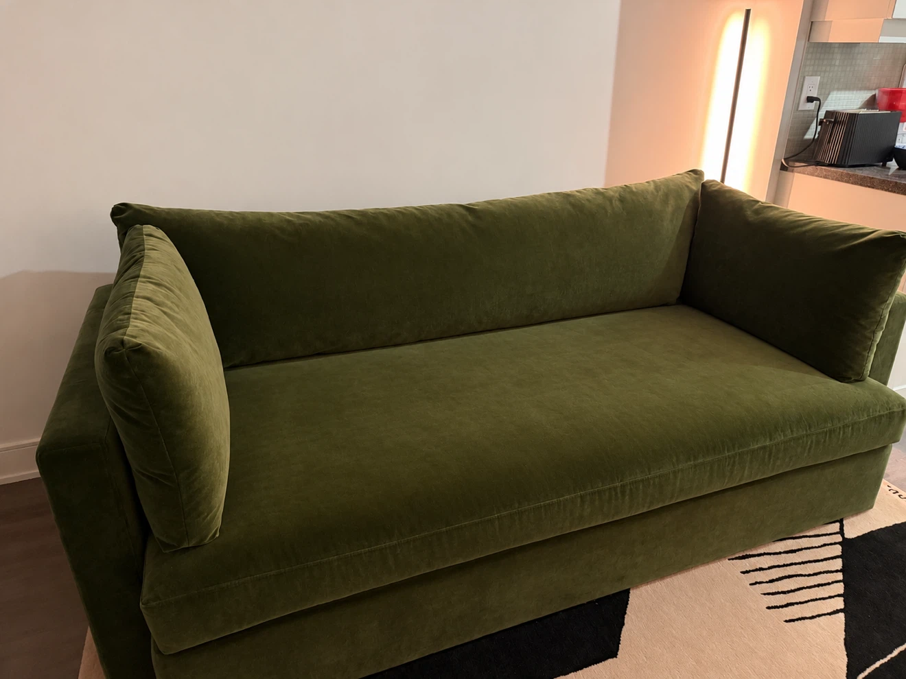 Socco Living -Olive Green Velvet Sofa - photo 3