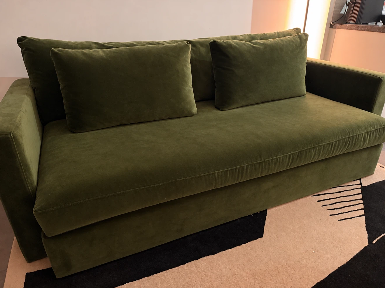 Socco Living -Olive Green Velvet Sofa - photo 4