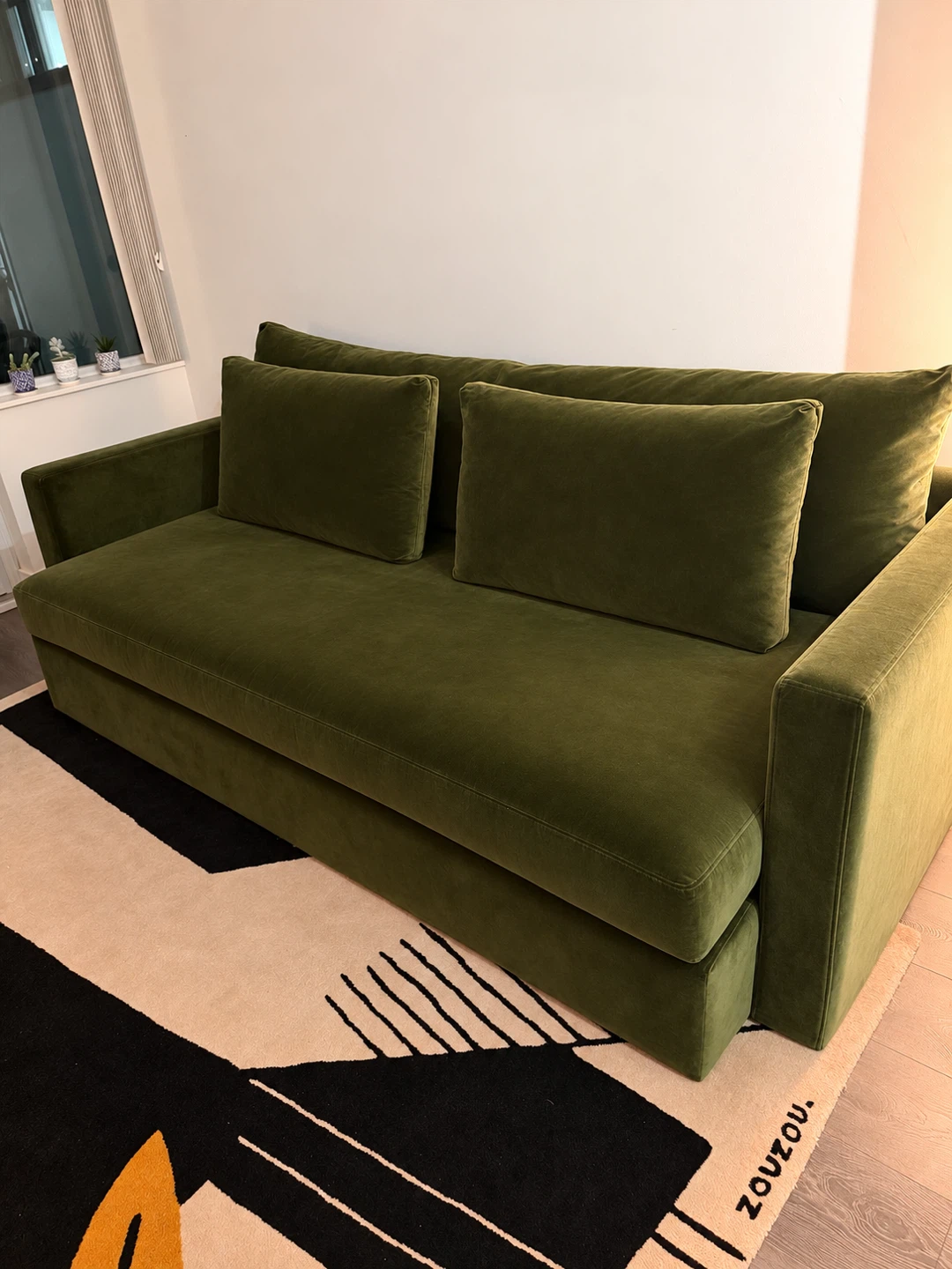 Socco Living -Olive Green Velvet Sofa - photo 5