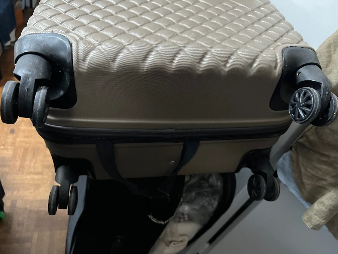 Tan Quilted Hardshell Spinner Suitcase - photo 2