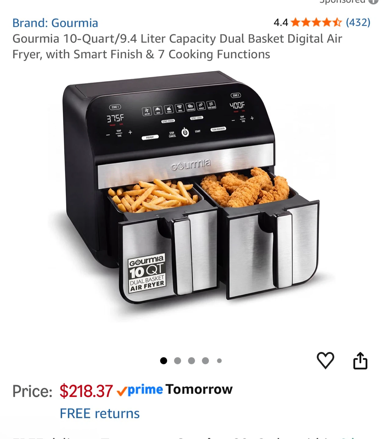 Gourmia 10-Quart Dual Basket Digital Air Fryer - photo 4