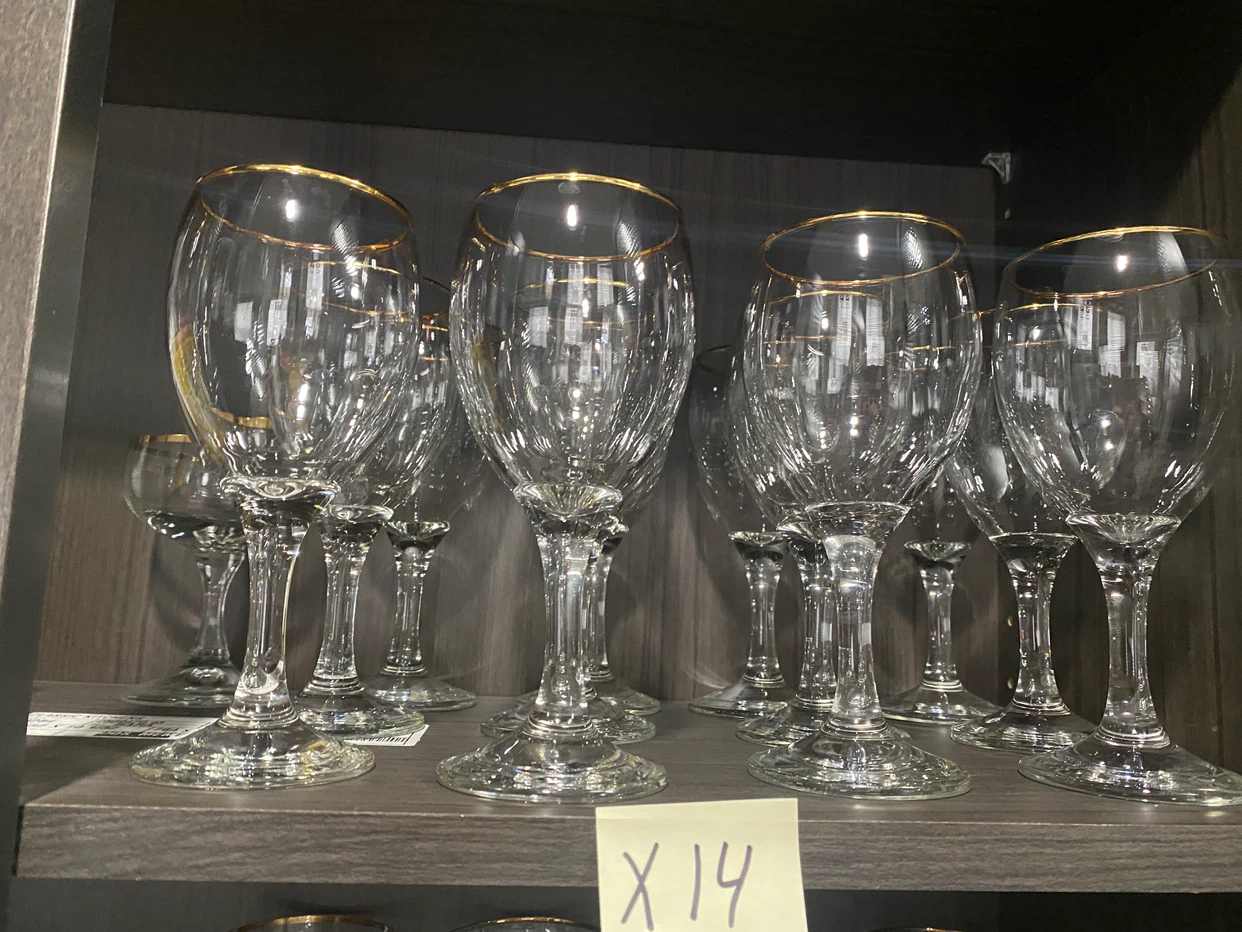 Assorted Gold-Rimmed Glassware Set $10 per pic