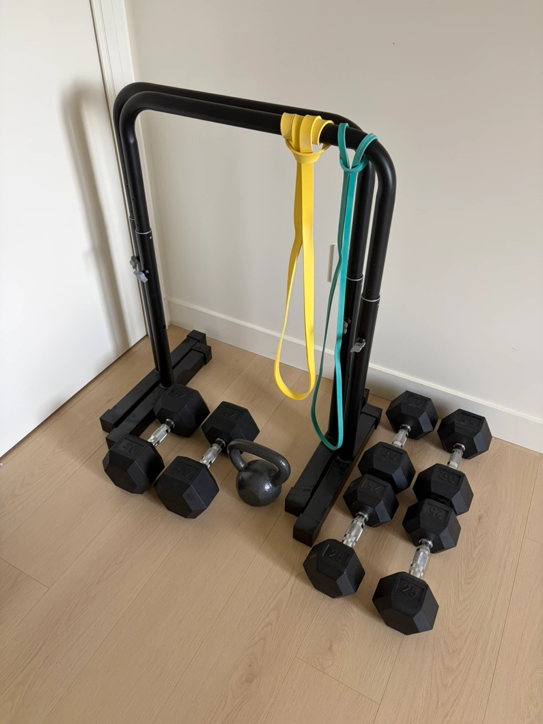 Home Gym Set with Dumbbells, Kettlebell and Dip Station