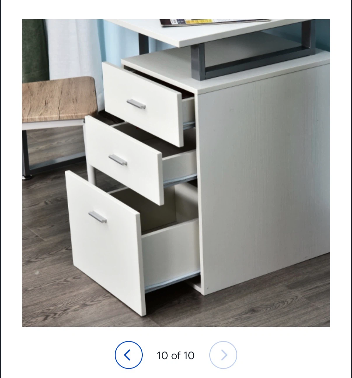 White reversible office desk with 3-drawer cabinet - photo 4