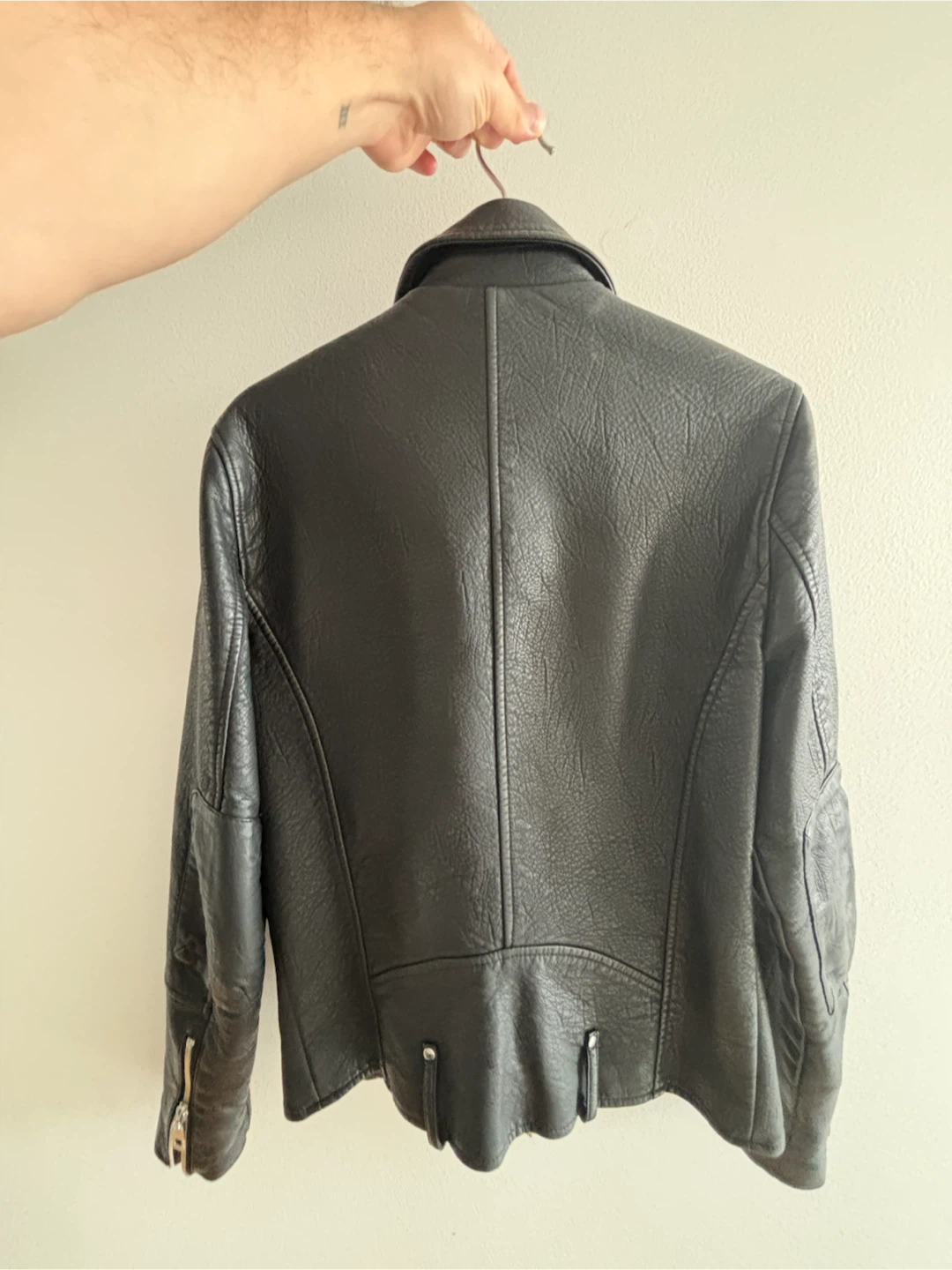 Zara Man Black Faux Leather Biker Jacket - photo 2