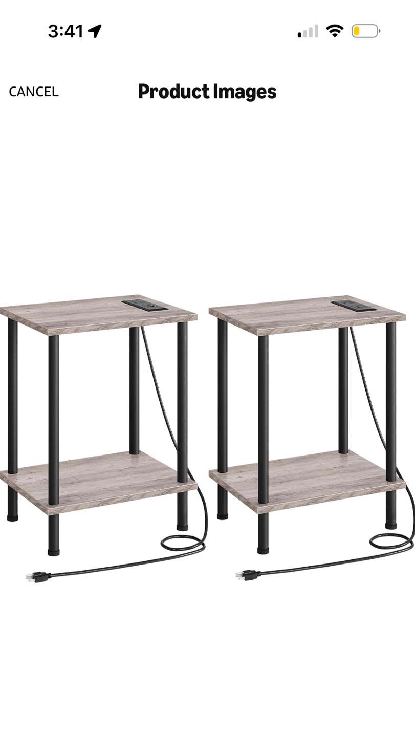 Set of 2 Greige and Black Nightstands - photo 2
