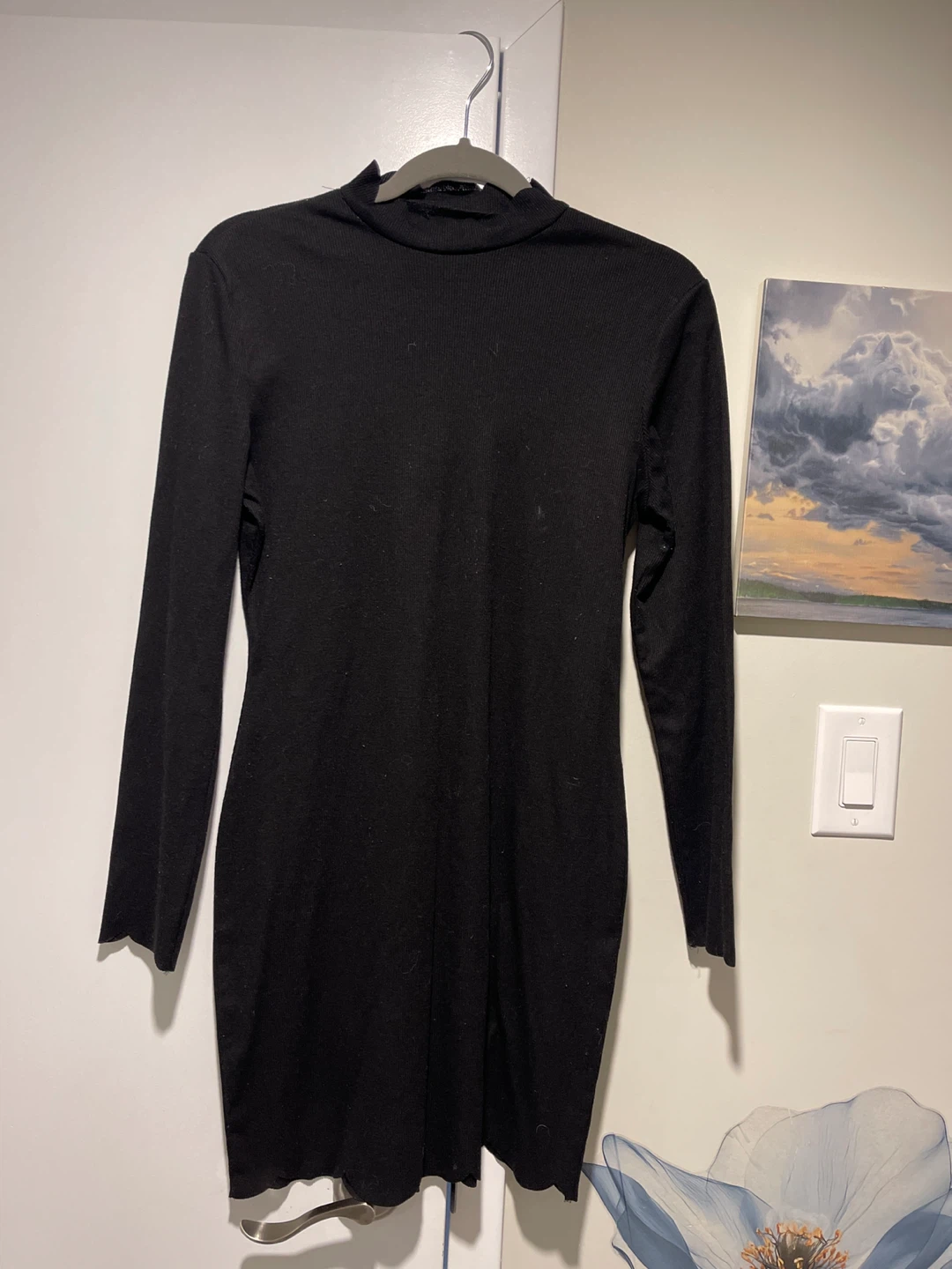Black Mock Neck Long Sleeve Dress