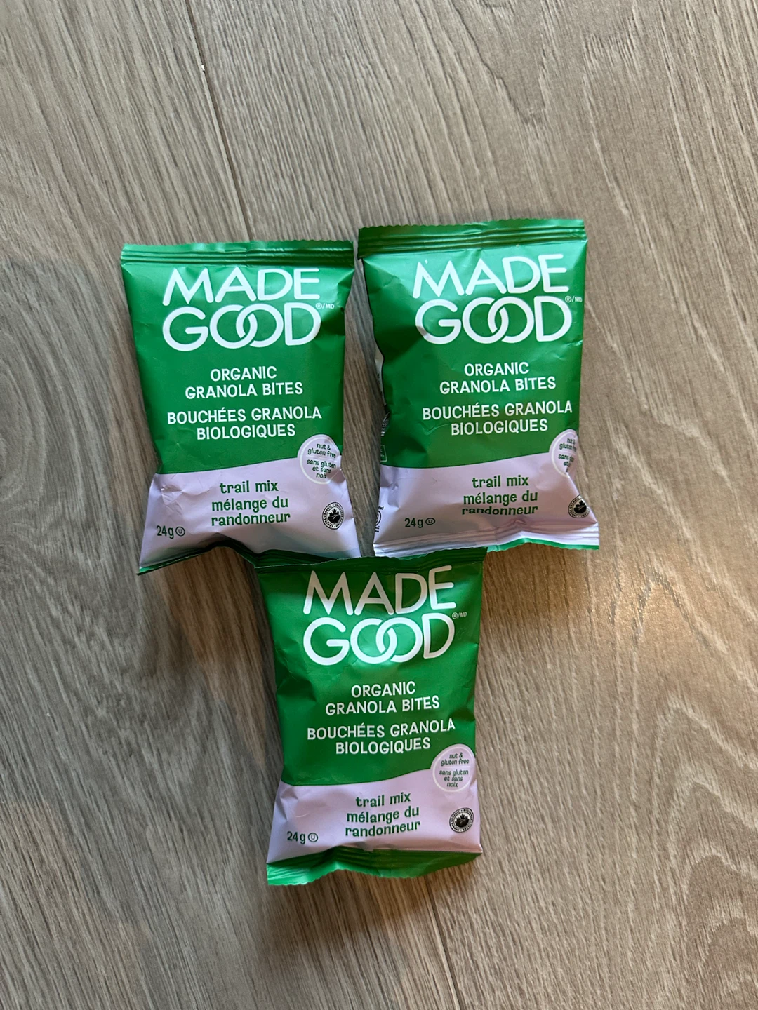 3 packs of MadeGood Organic Granola Bites