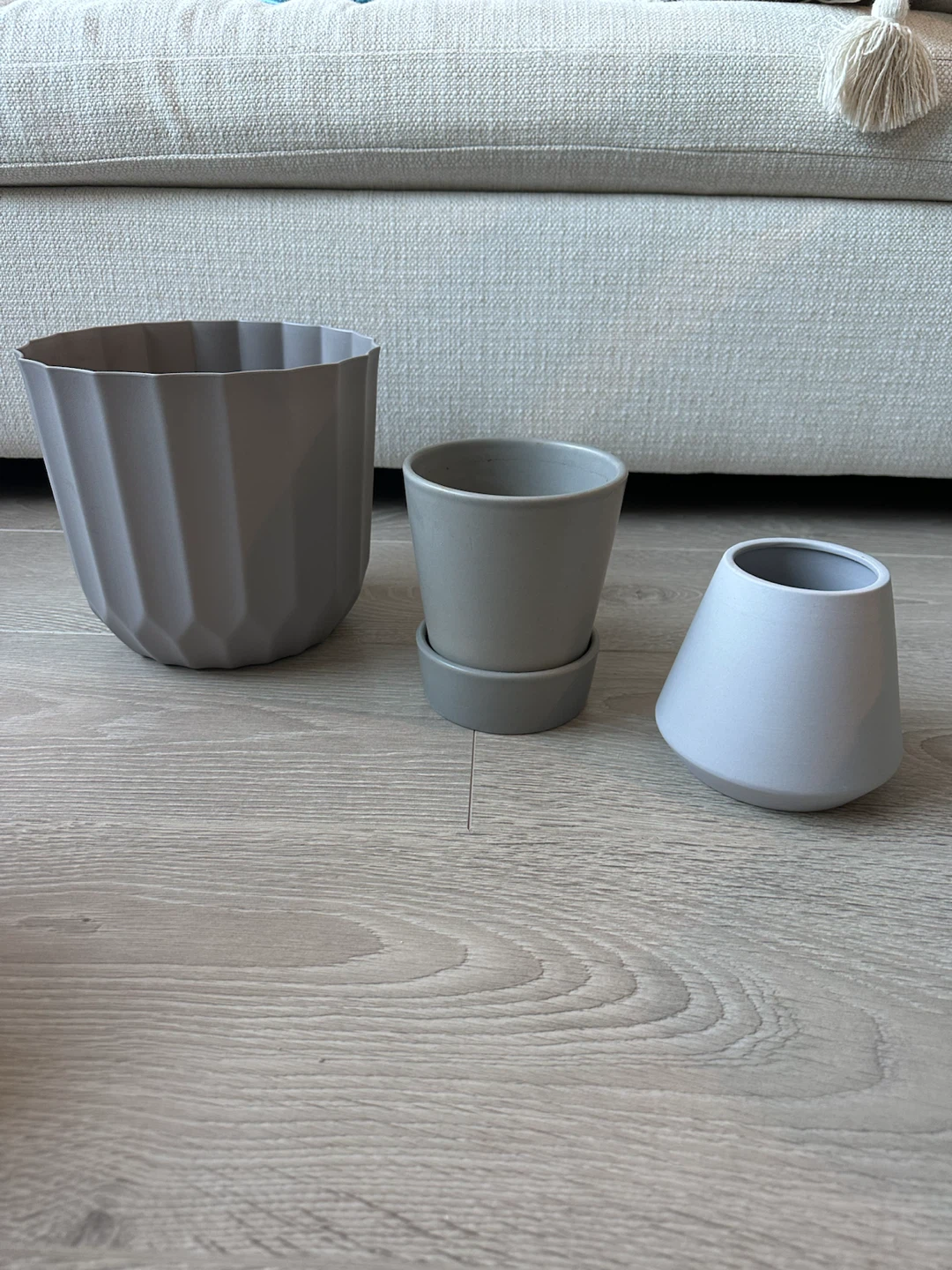 Set of 3 Grey Plant Pots