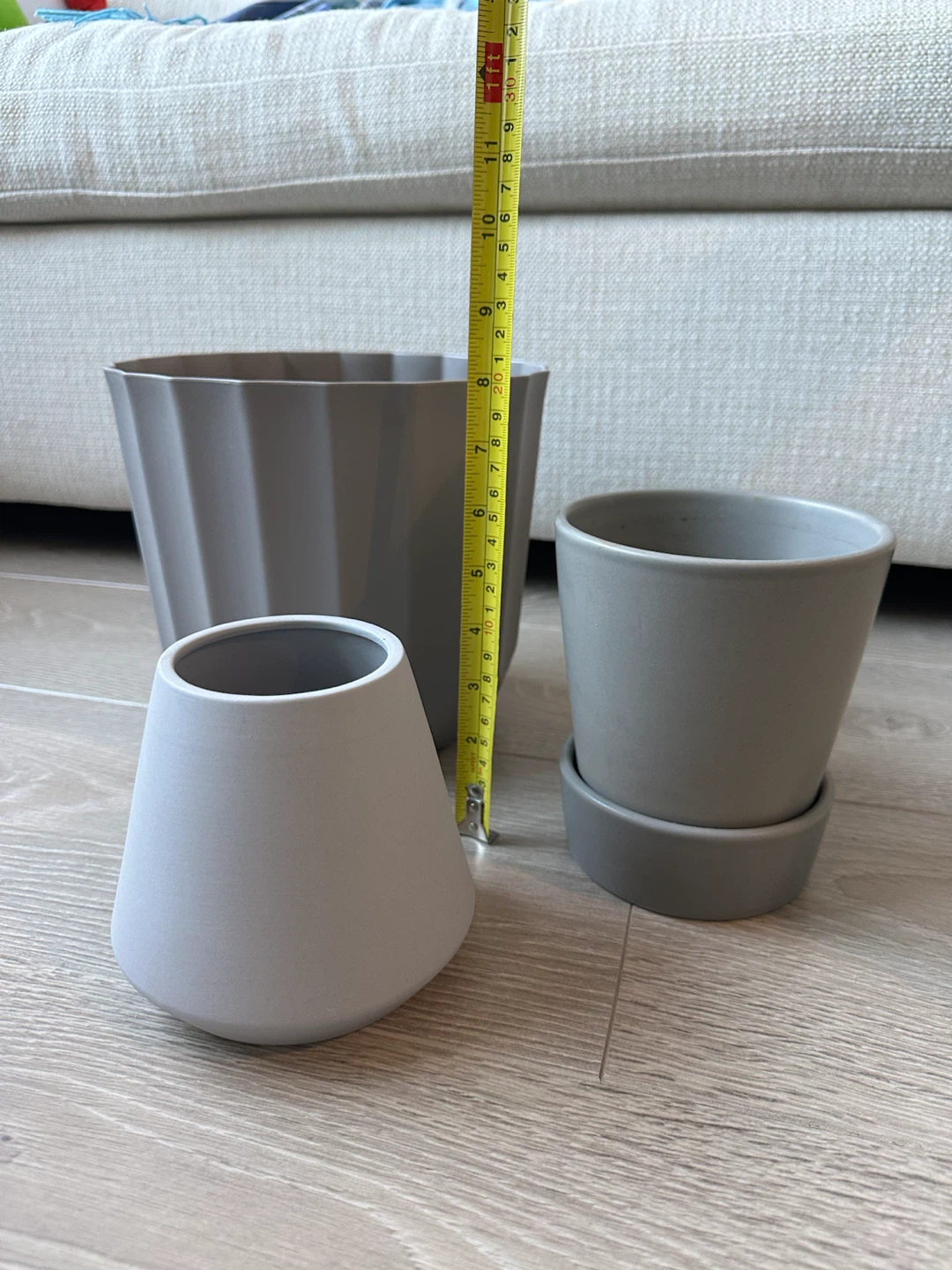Set of 3 Grey Plant Pots - photo 2