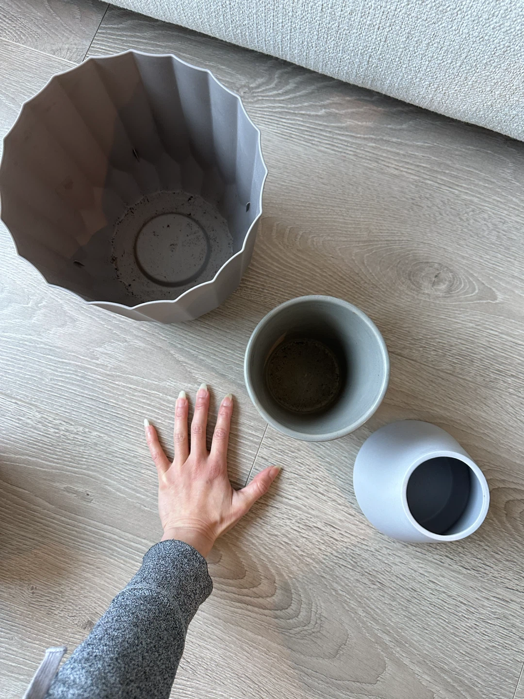 Set of 3 Grey Plant Pots - photo 4