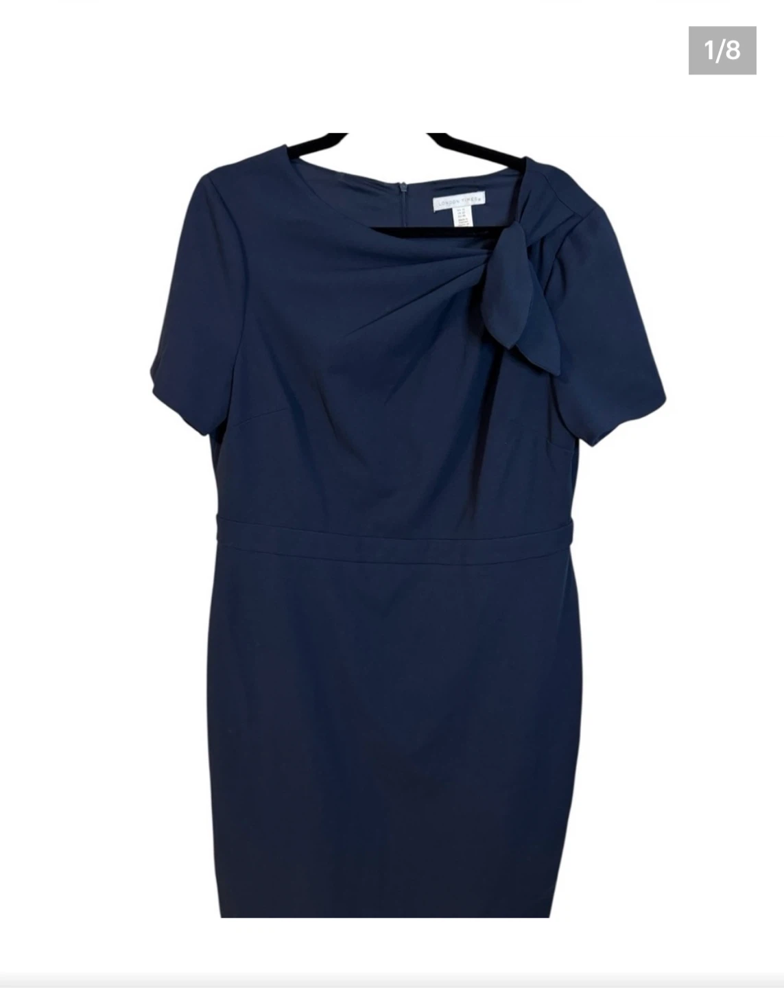 London Times Navy Blue Dress with Bow detail