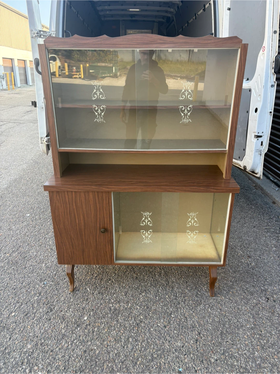 Free delivery used Vintage Mid-Century Style Glass Display Hutch