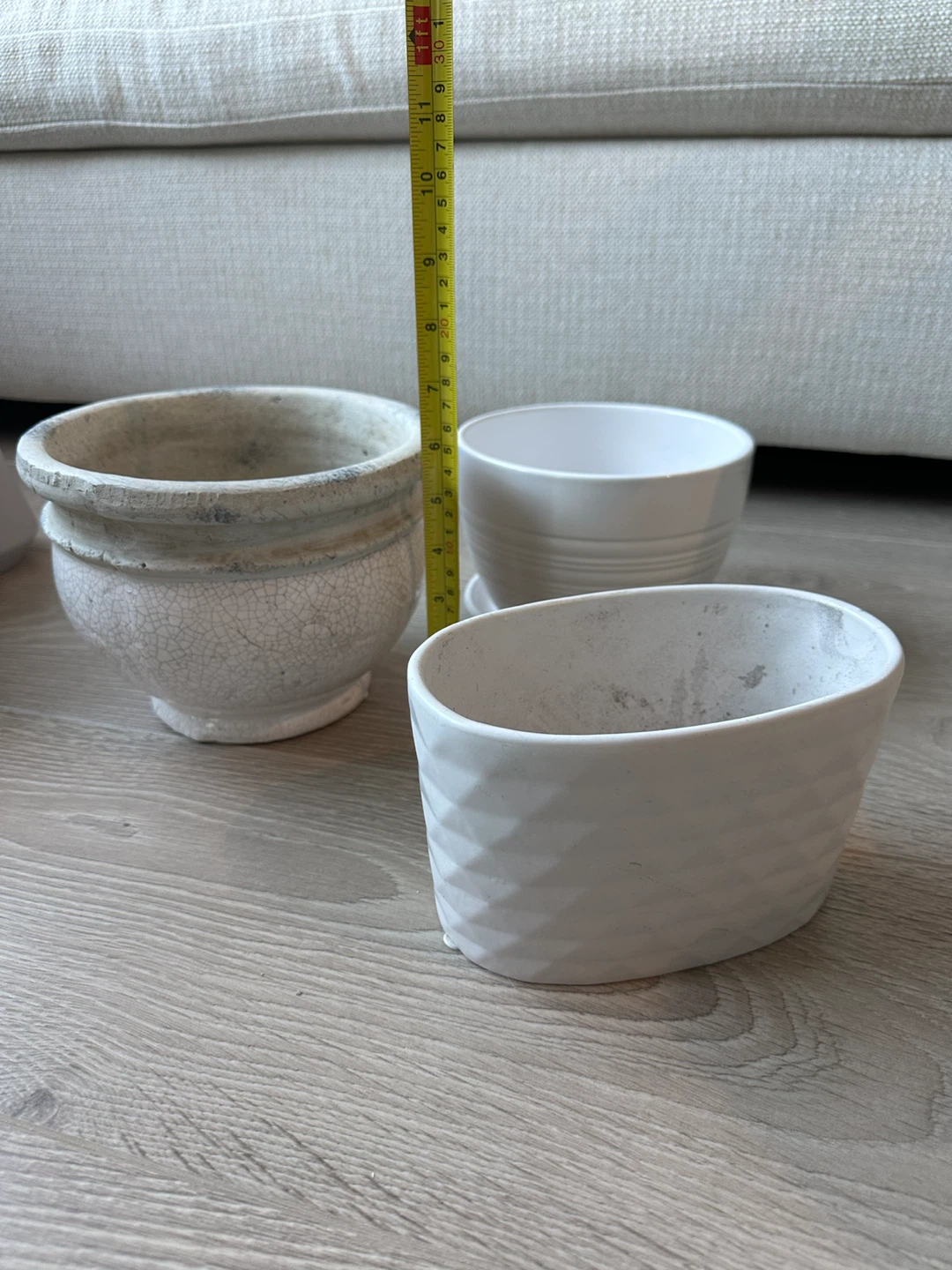 Set of 3 White Ceramic/Stone Planters - photo 3