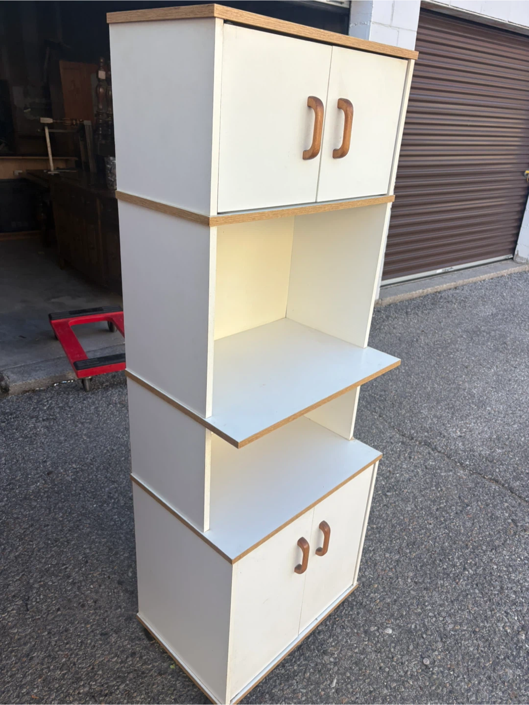 Free delivery used White Tall Storage Cabinet with Two Cabinets - photo 3