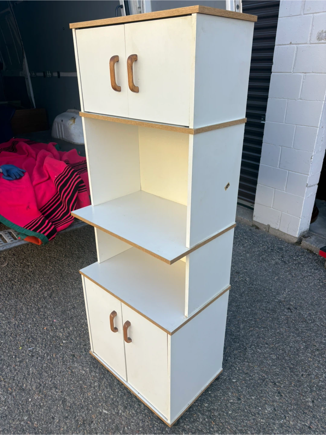 Free delivery used White Tall Storage Cabinet with Two Cabinets - photo 4