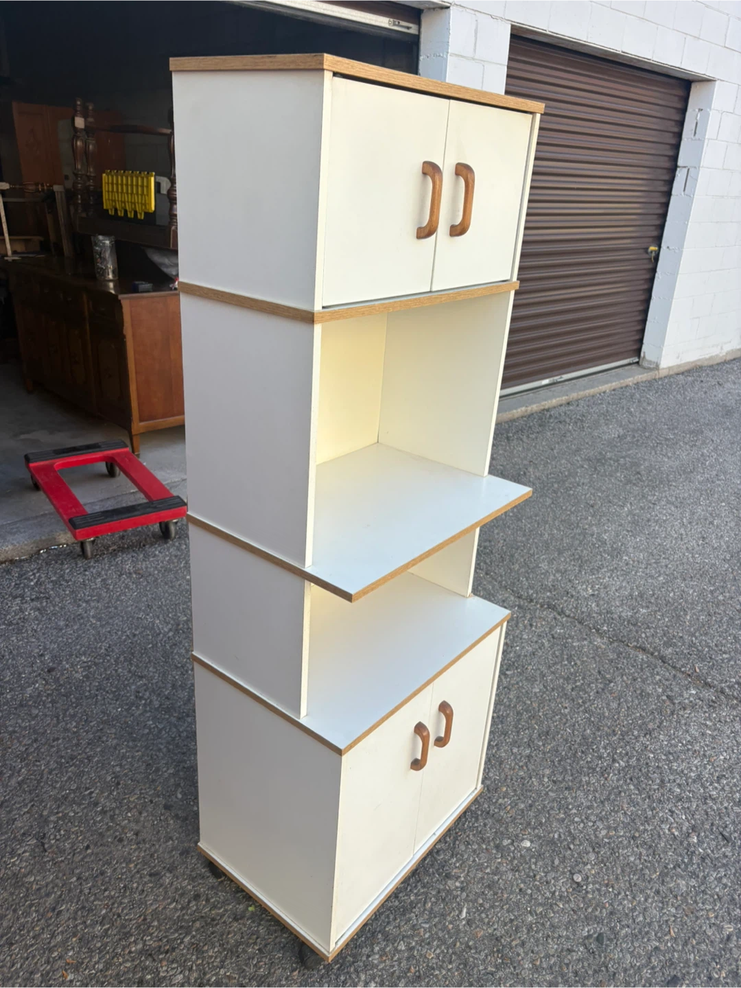 Free delivery used White Tall Storage Cabinet with Two Cabinets - photo 5