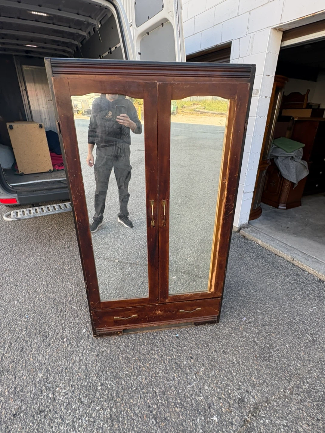 Free delivery antique Vintage Wooden Armoire with Mirror