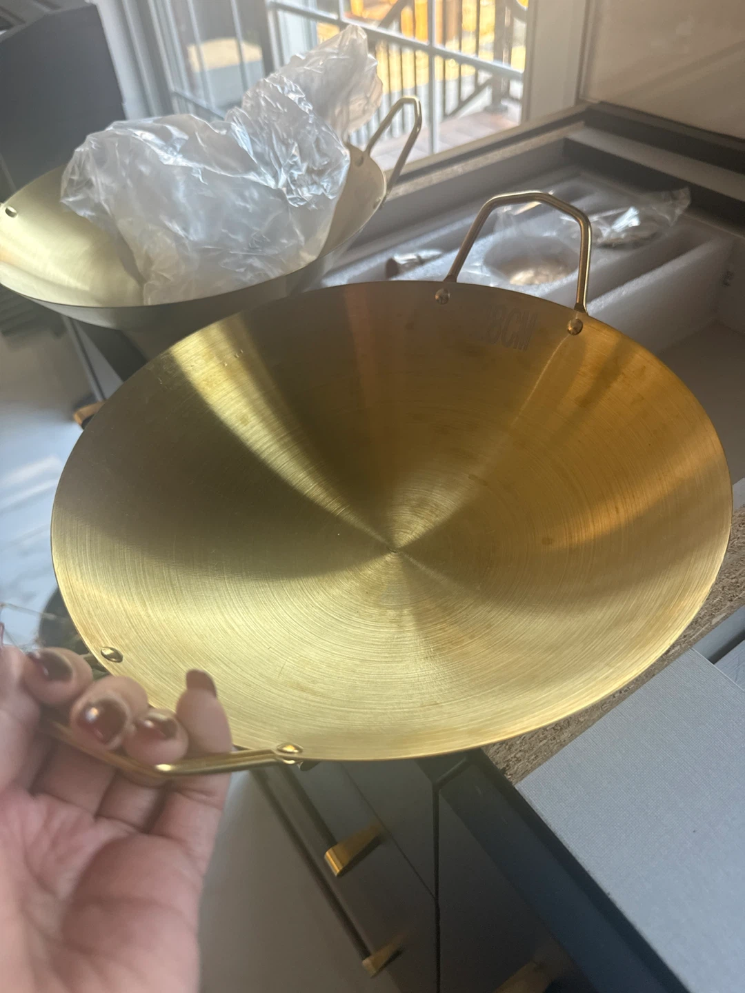 Gold-tone Metal Wok 28cm - photo 2