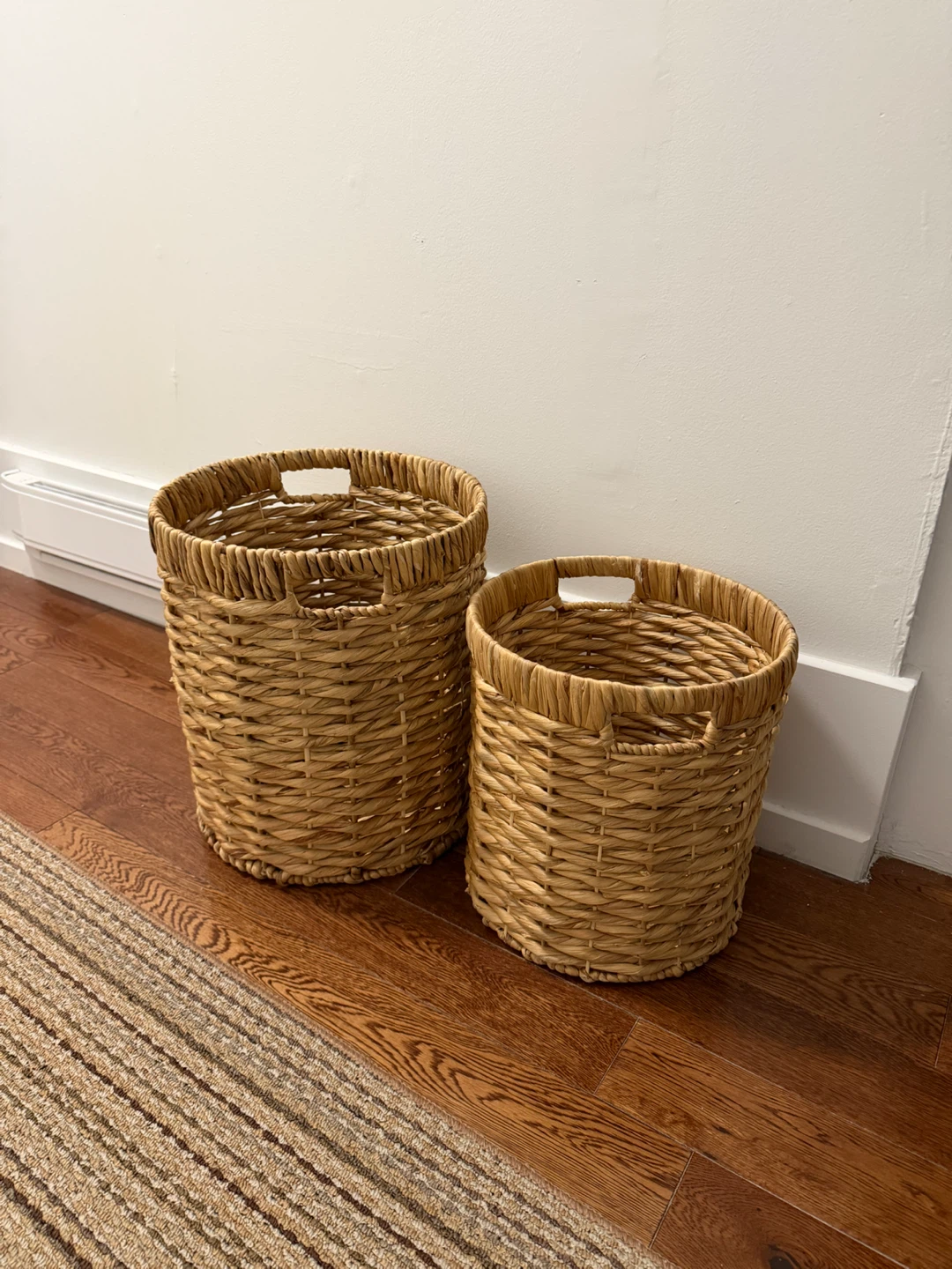 Set of Two Woven Wicker Storage Baskets