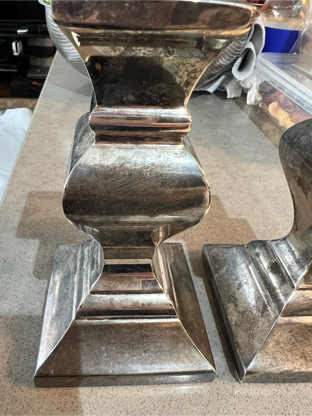 Set of Two Silver-Tone Candle Holders - photo 2