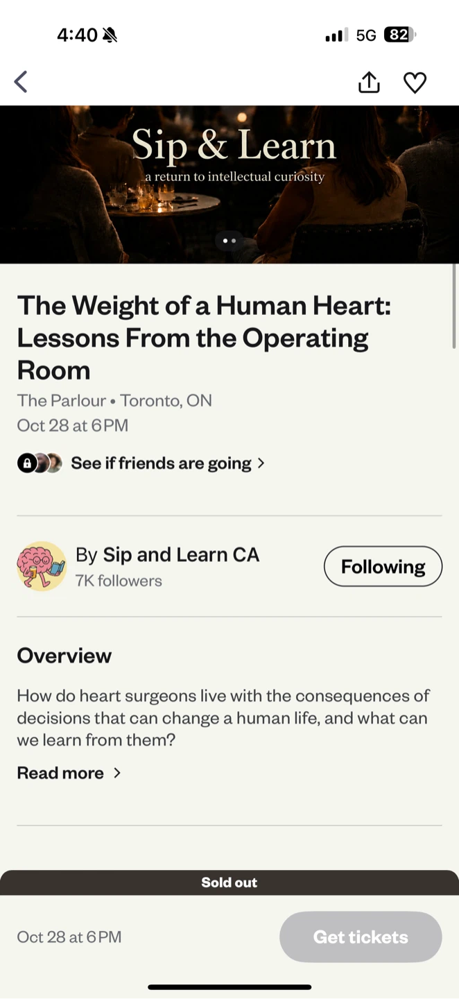 Free ticket to Sip and Learn Event @ 6pm today