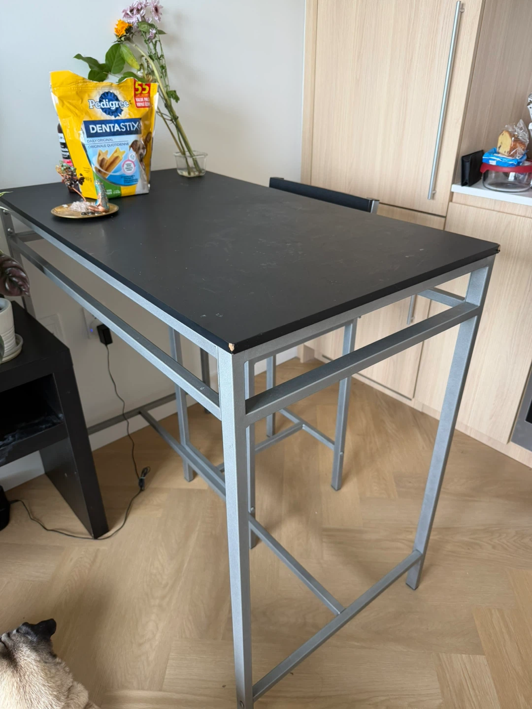 Black and Silver Bar Table with 2 Matching Stool - photo 2