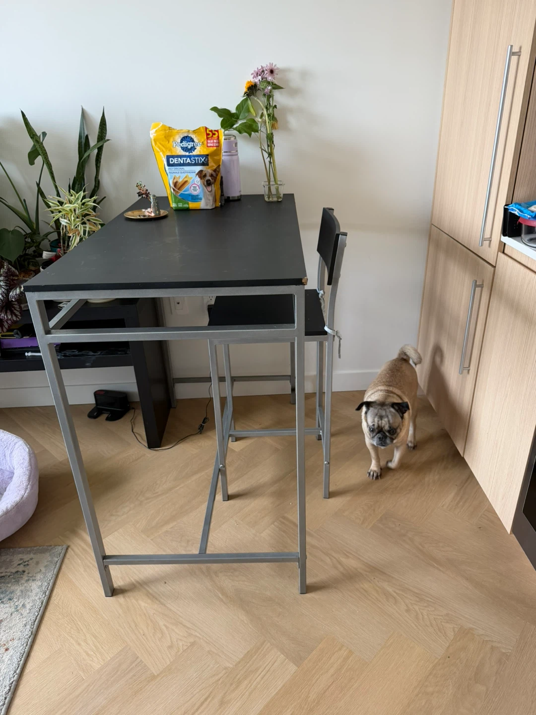 Black and Silver Bar Table with 2 Matching Stool - photo 3