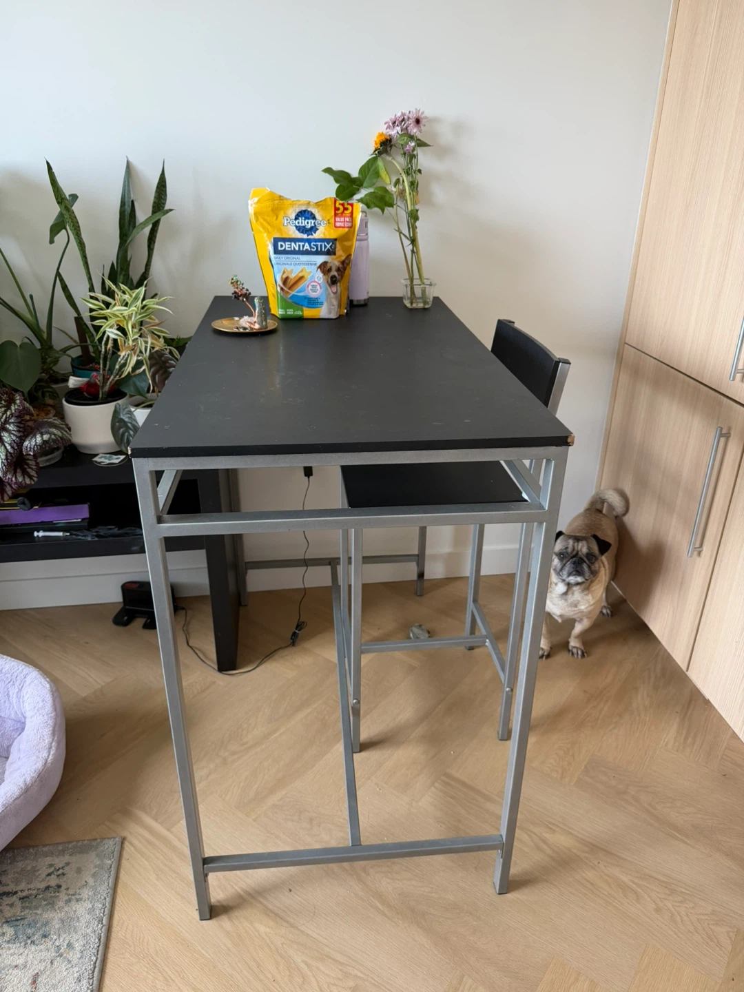Black and Silver Bar Table with 2 Matching Stool - photo 4