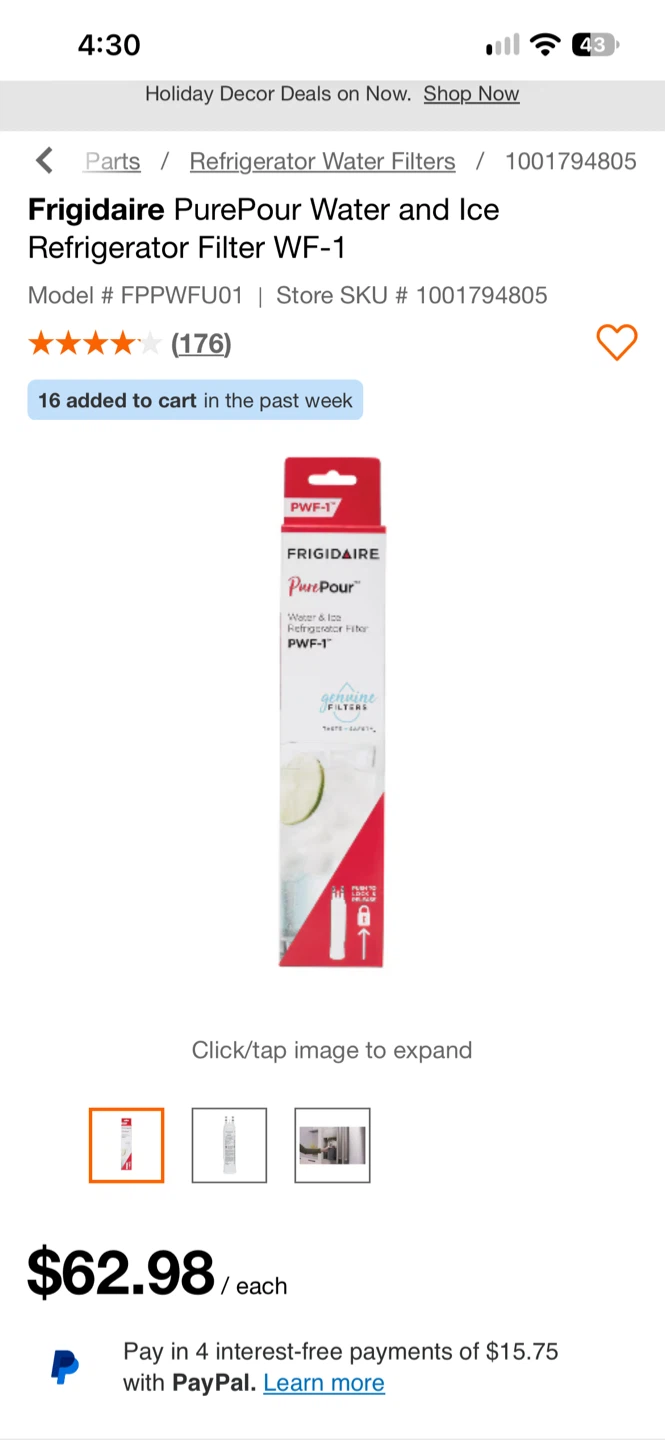 Refrigerator Water Filter PWF–1 replacement - photo 5