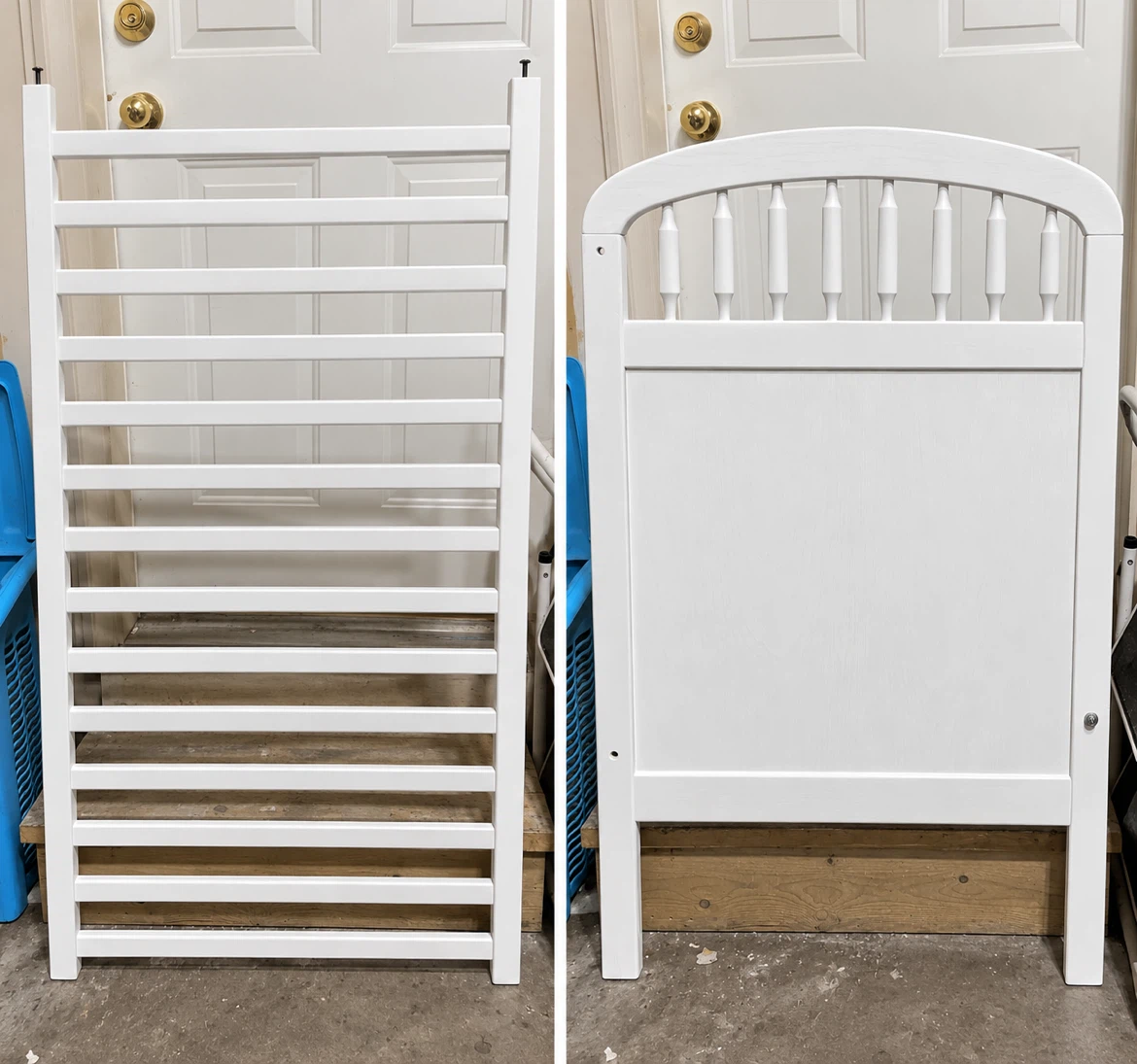 Cribs or crib parts for repurposing — examples shown.