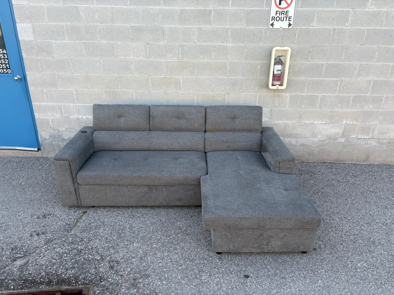 Grey Sectional Sofa Bed with Storage Cup Holder  - Free Delievry