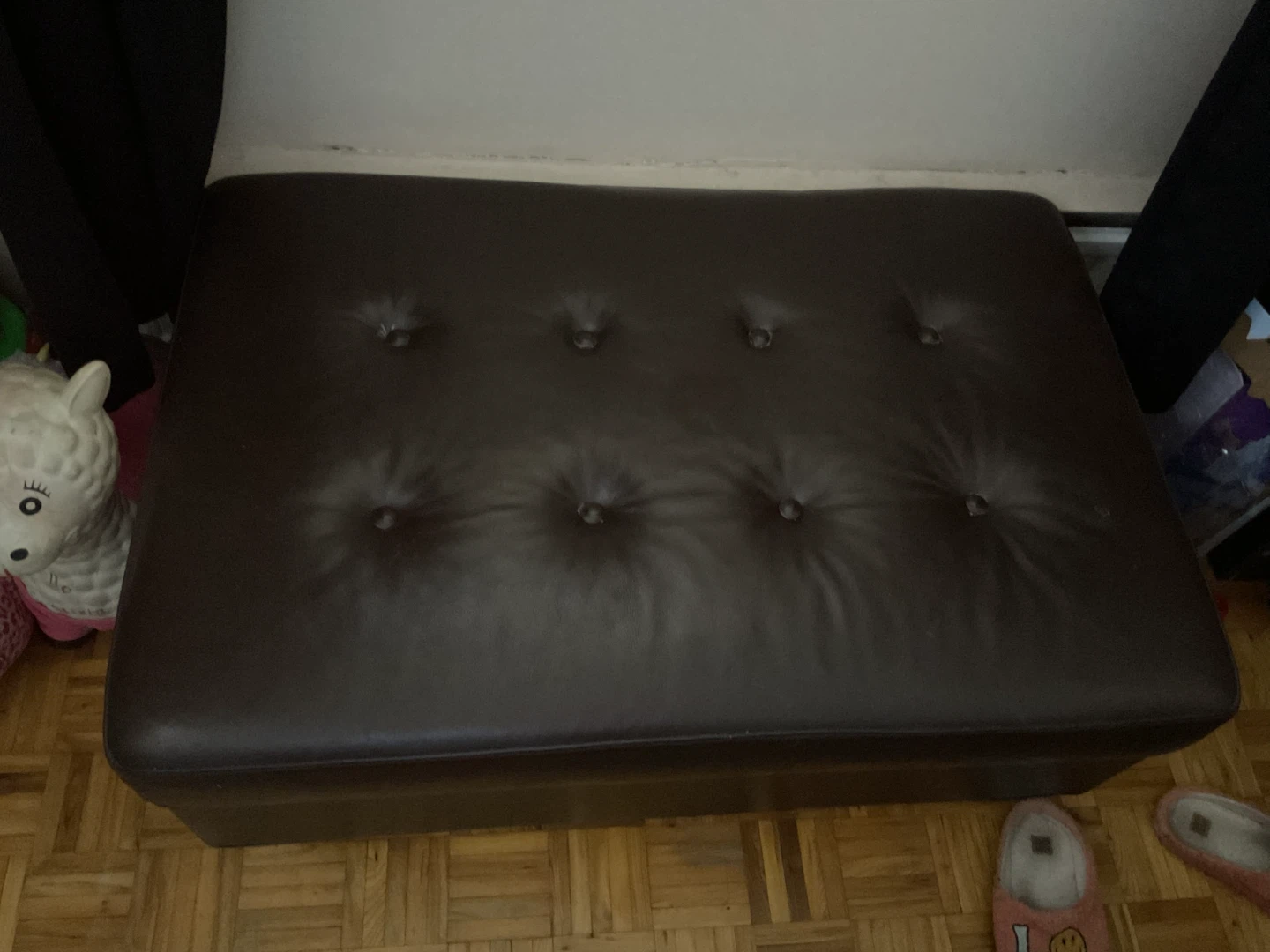 Dark Brown Tufted Storage Ottoman